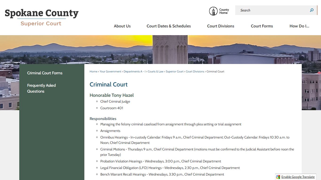 Criminal Court | Spokane County, WA